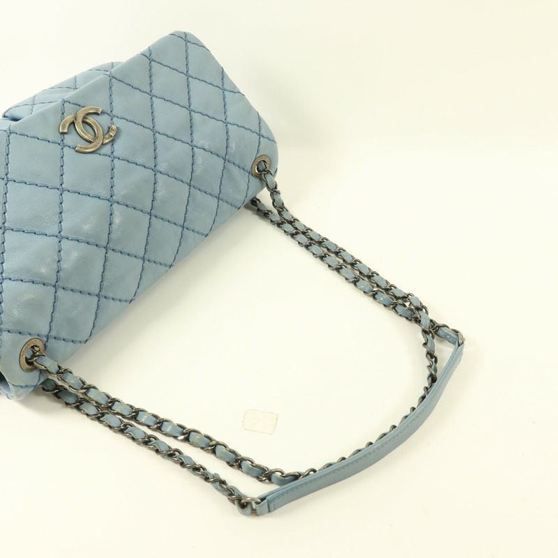 CHANEL 牛皮皮革Matelasse Chain Shoulder銀扣肩背袋-5