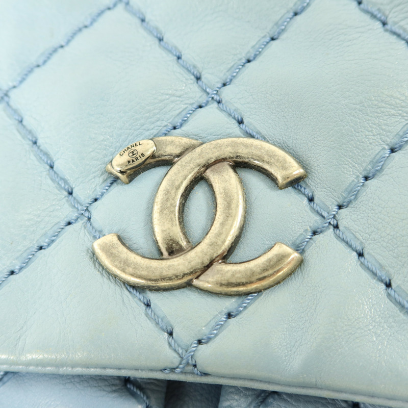 CHANEL 牛皮皮革Matelasse Chain Shoulder銀扣肩背袋-9