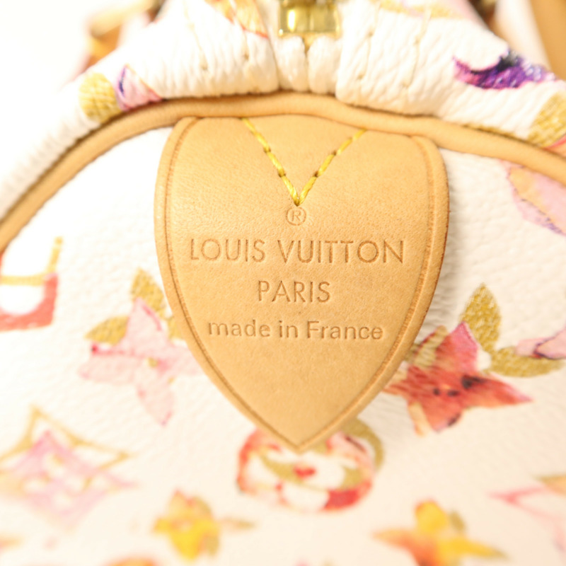 LOUIS VUITTON Monogram Watercolor Speedy 35金扣手挽袋-6