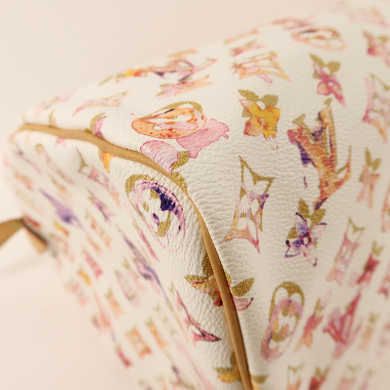 LOUIS VUITTON Monogram Watercolor Speedy 35金扣手挽袋-12
