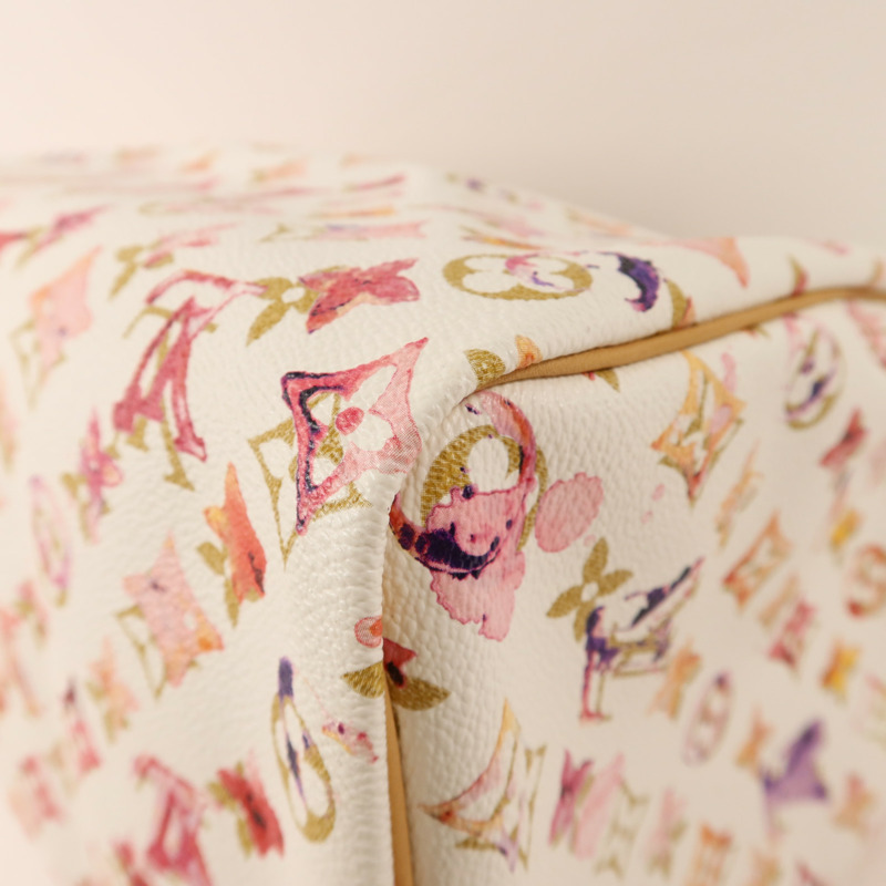 LOUIS VUITTON Monogram Watercolor Speedy 35金扣手挽袋-13