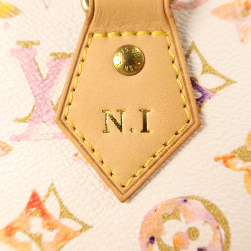 LOUIS VUITTON Monogram Watercolor Speedy 35金扣手挽袋-21
