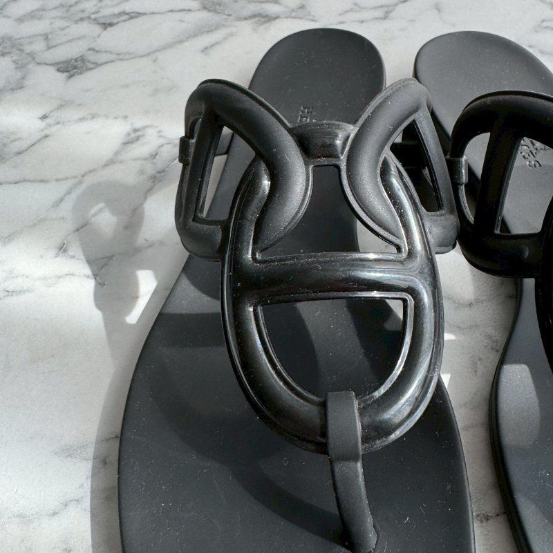 ❤️超級新 Hermes 黑色豬鼻子涼鞋38-3