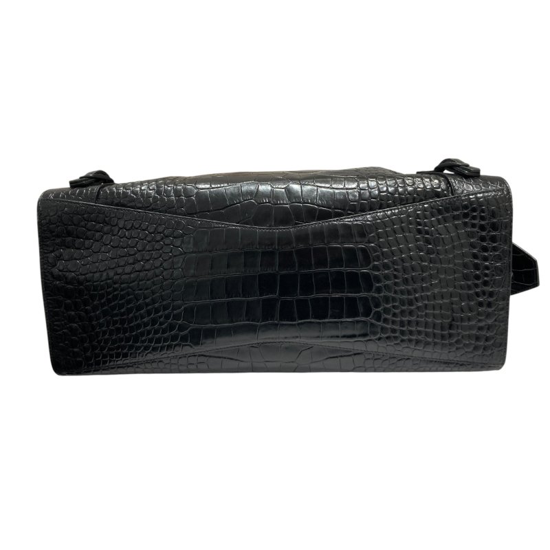 BALENCIAGA 巴黎世家 MEDIUM NEO CLASSIC 機車包 手提包 肩背包 鱷魚皮壓紋 黑色 黑釦-5