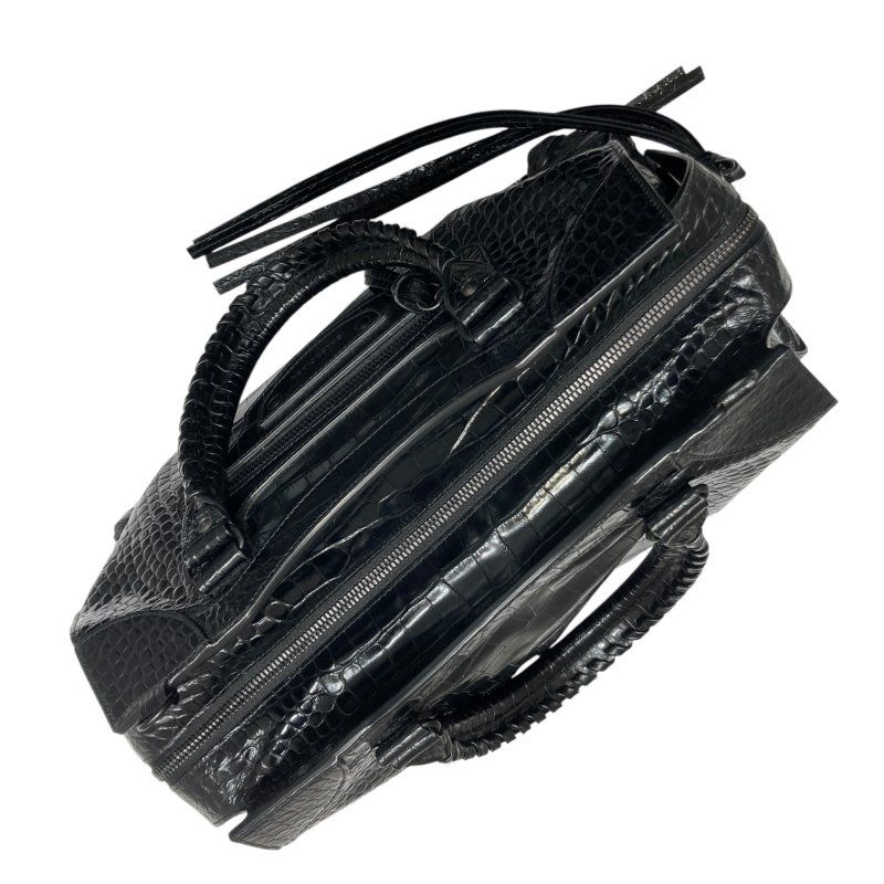 BALENCIAGA 巴黎世家 MEDIUM NEO CLASSIC 機車包 手提包 肩背包 鱷魚皮壓紋 黑色 黑釦-6