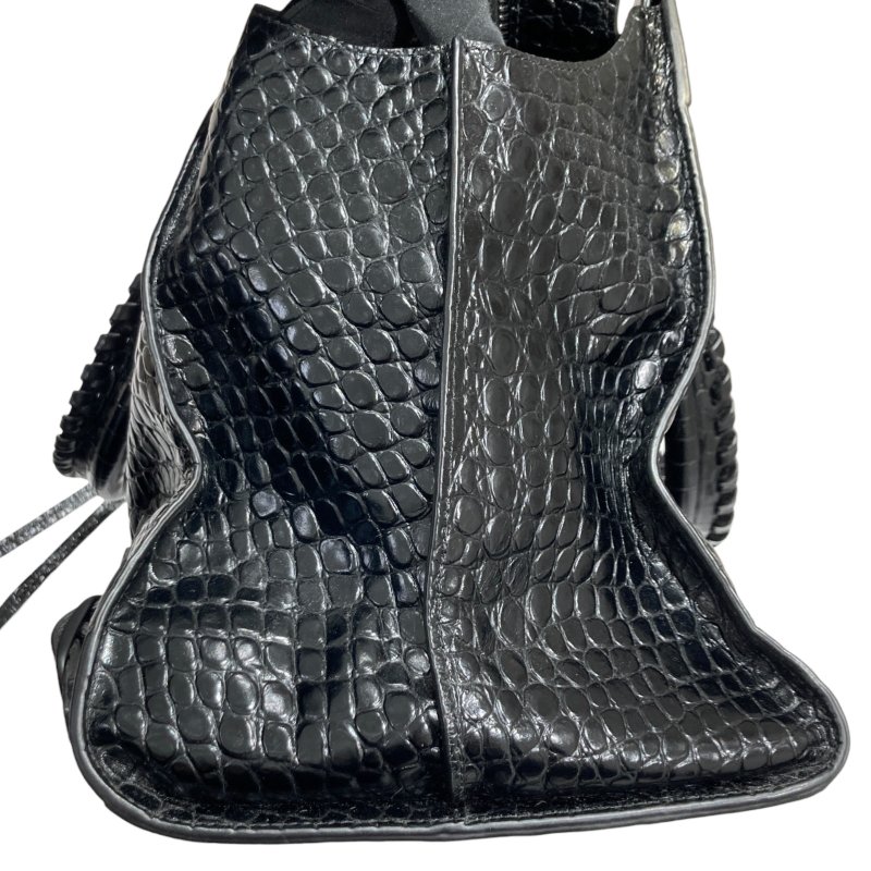 BALENCIAGA 巴黎世家 MEDIUM NEO CLASSIC 機車包 手提包 肩背包 鱷魚皮壓紋 黑色 黑釦-8