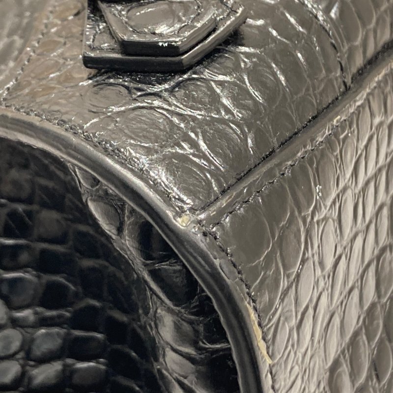 BALENCIAGA 巴黎世家 MEDIUM NEO CLASSIC 機車包 手提包 肩背包 鱷魚皮壓紋 黑色 黑釦-10