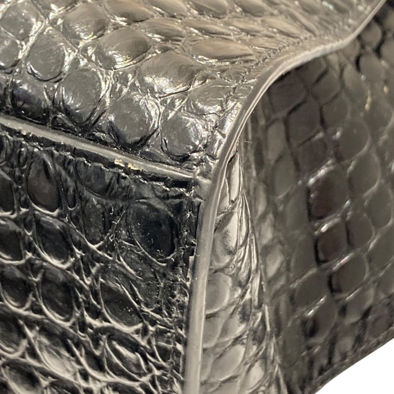 BALENCIAGA 巴黎世家 MEDIUM NEO CLASSIC 機車包 手提包 肩背包 鱷魚皮壓紋 黑色 黑釦-11