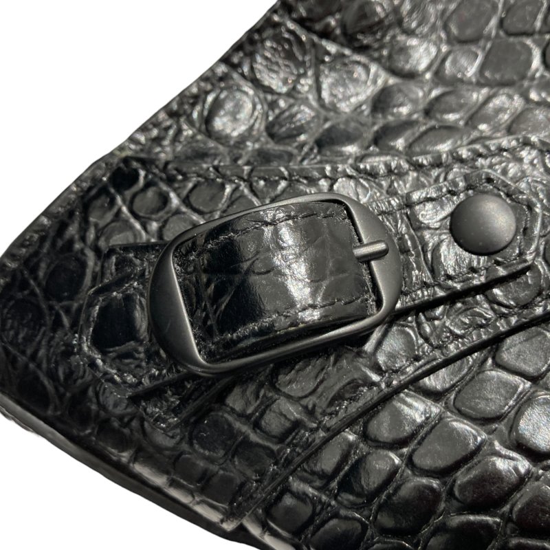 BALENCIAGA 巴黎世家 MEDIUM NEO CLASSIC 機車包 手提包 肩背包 鱷魚皮壓紋 黑色 黑釦-18