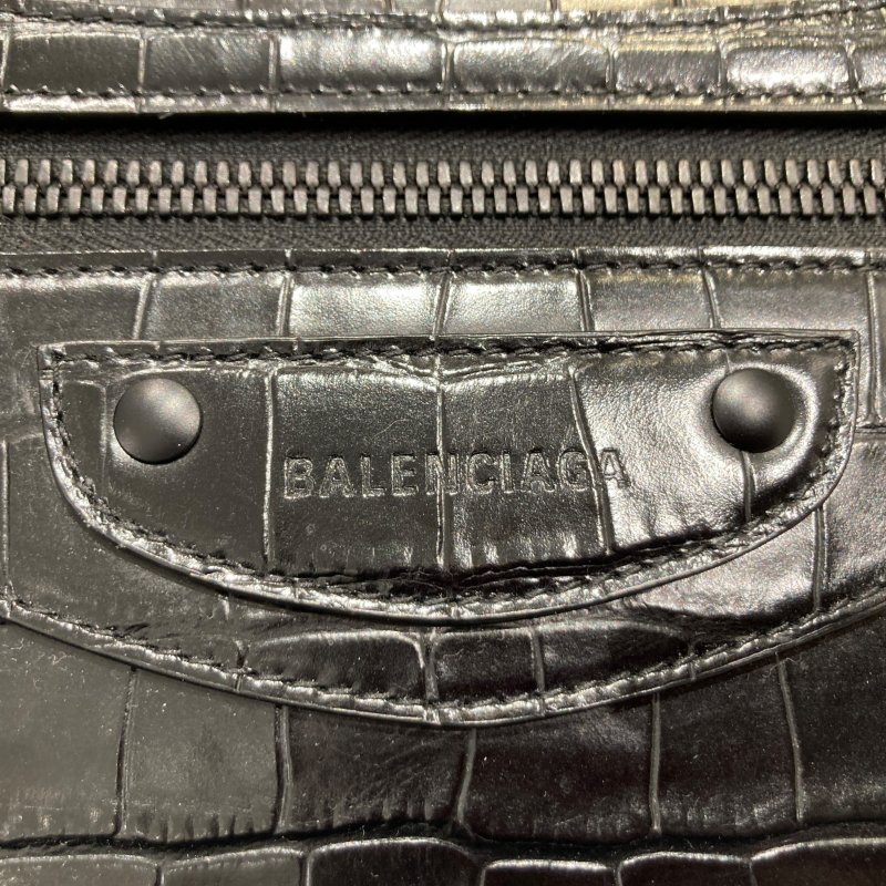 BALENCIAGA 巴黎世家 MEDIUM NEO CLASSIC 機車包 手提包 肩背包 鱷魚皮壓紋 黑色 黑釦-19