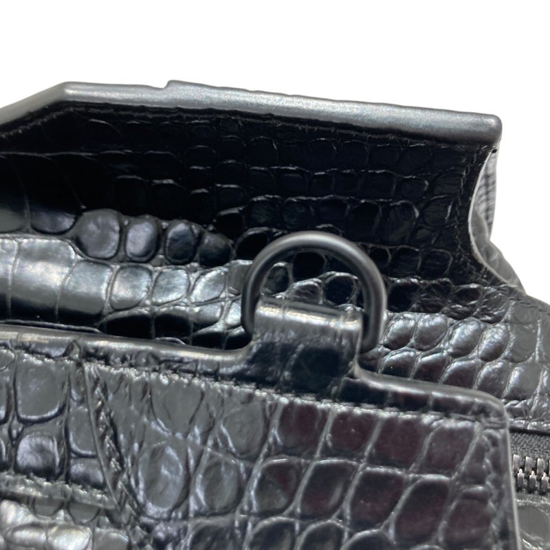 BALENCIAGA 巴黎世家 MEDIUM NEO CLASSIC 機車包 手提包 肩背包 鱷魚皮壓紋 黑色 黑釦-21