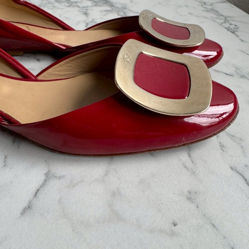💝高級感拉滿 RV 紅色方形造型平底鞋-2