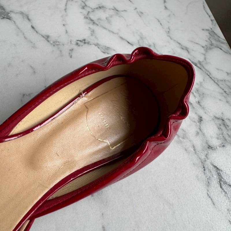 💝高級感拉滿 RV 紅色方形造型平底鞋-4