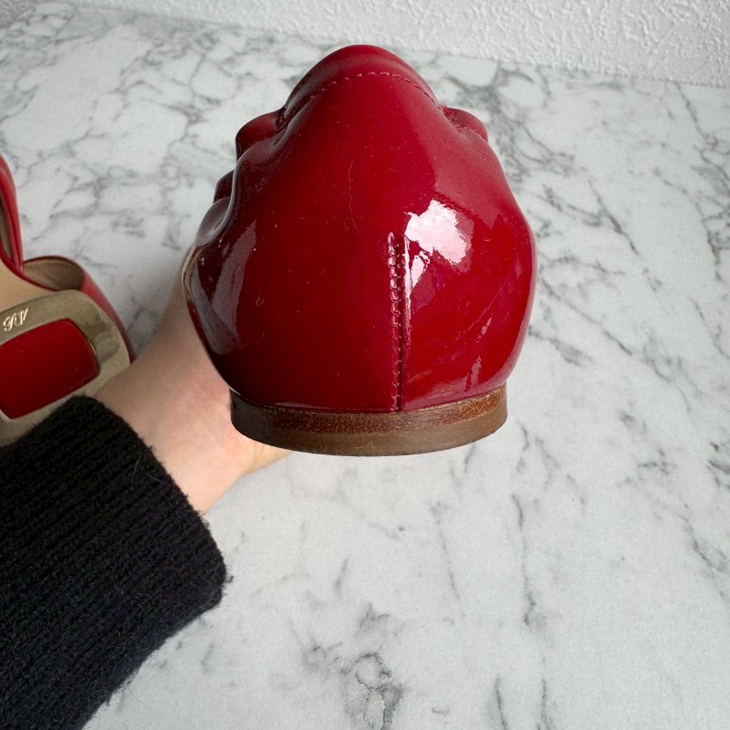 💝高級感拉滿 RV 紅色方形造型平底鞋-6