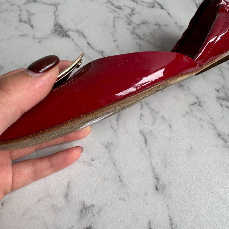 💝高級感拉滿 RV 紅色方形造型平底鞋-10