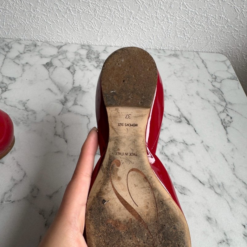 💝高級感拉滿 RV 紅色方形造型平底鞋-13