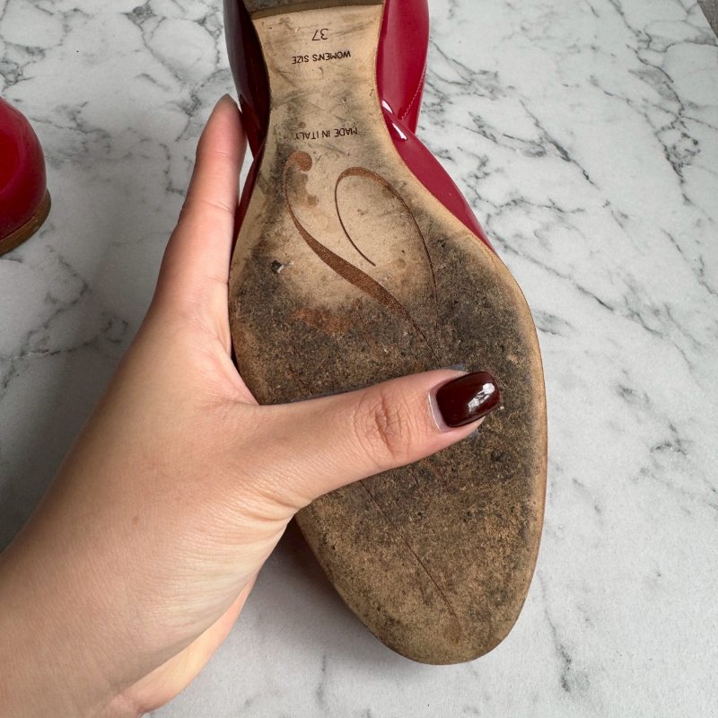 💝高級感拉滿 RV 紅色方形造型平底鞋-14