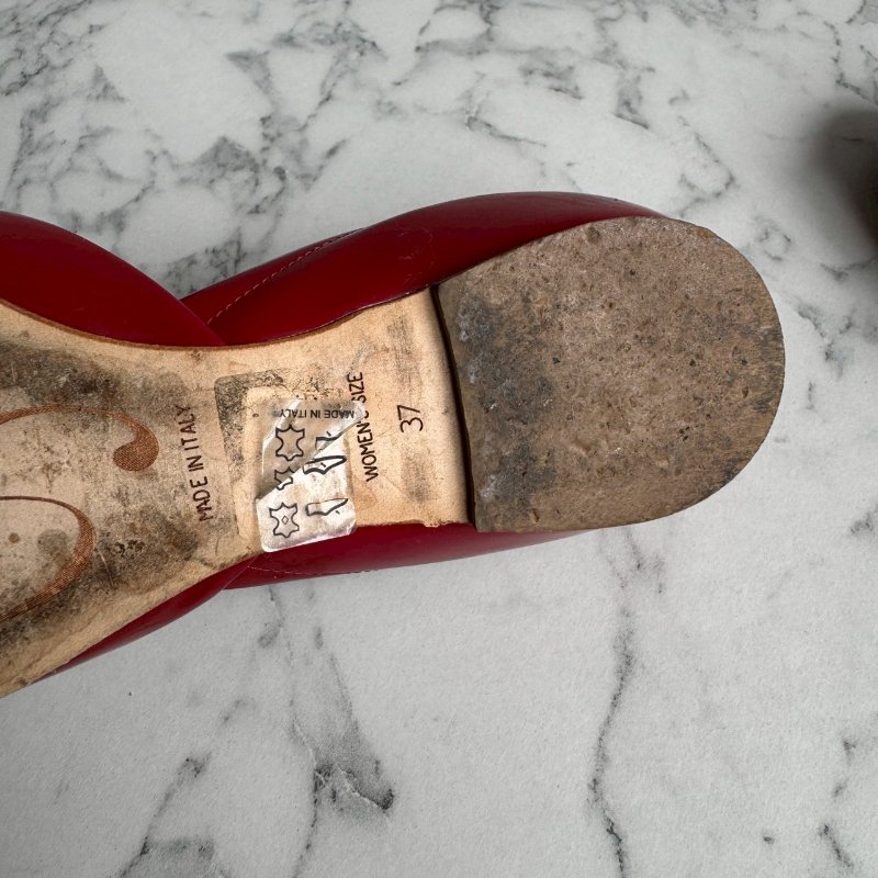 💝高級感拉滿 RV 紅色方形造型平底鞋-15