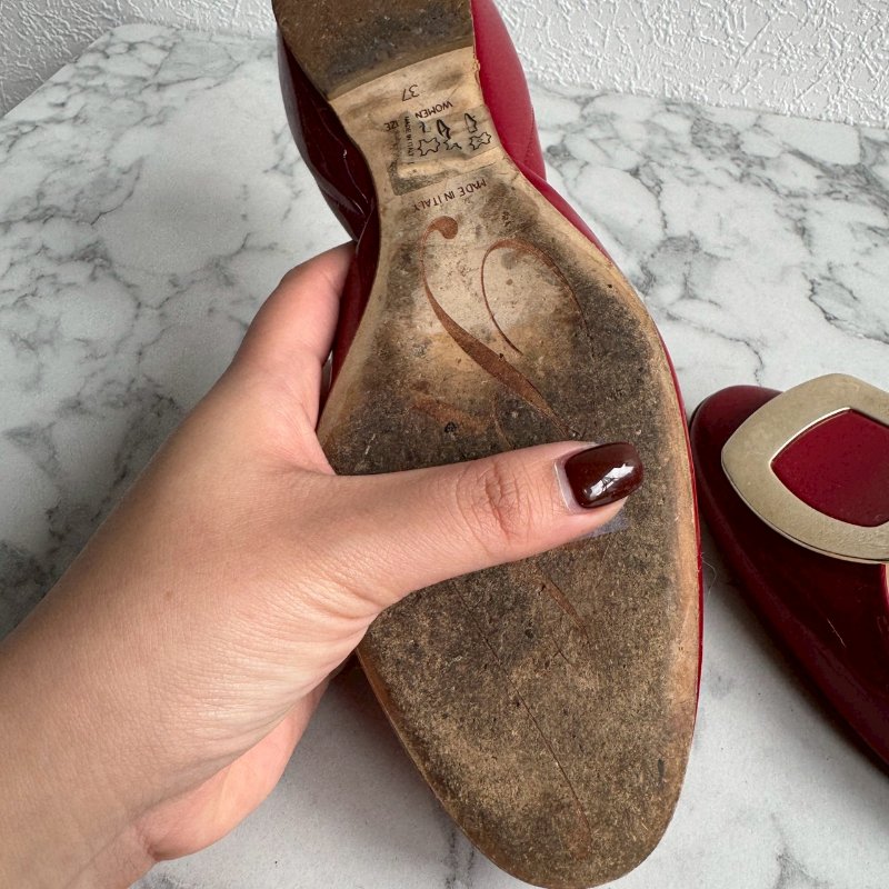 💝高級感拉滿 RV 紅色方形造型平底鞋-16