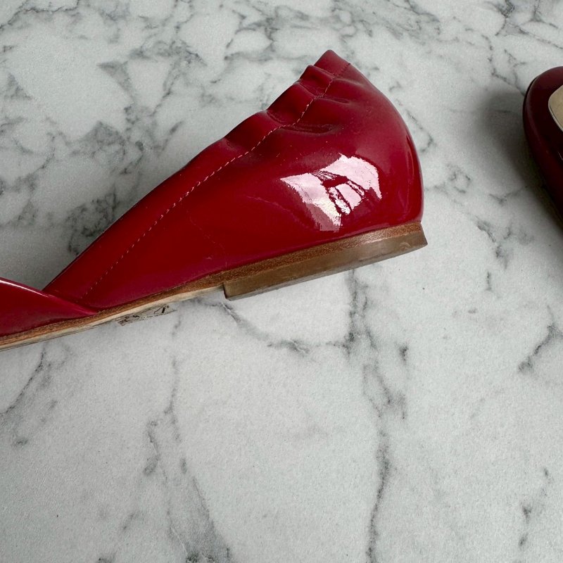 💝高級感拉滿 RV 紅色方形造型平底鞋-17