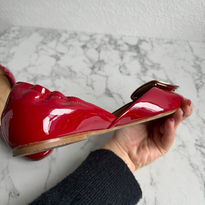 💝高級感拉滿 RV 紅色方形造型平底鞋-18