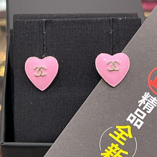 東區正精品㊣CHANEL ABG216 Sample sell 25B全新香奈兒粉色琺瑯愛心造型耳環 RZ6229-0