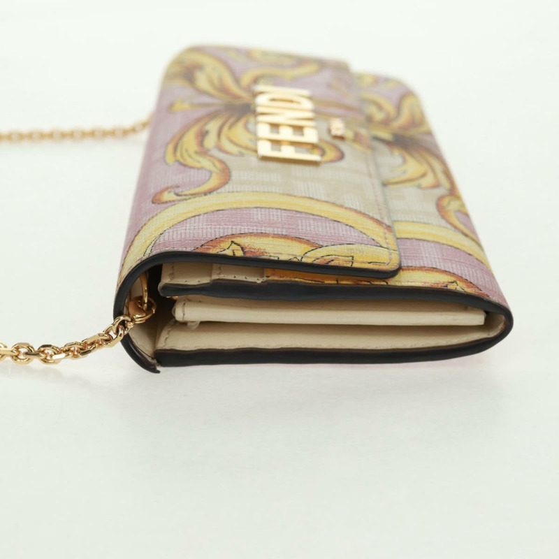【日本直送】FENDI 鏈條錢包 Fendace Versace 聯名款 PVC 粉紅色金色 正品 BA10530SAV-2