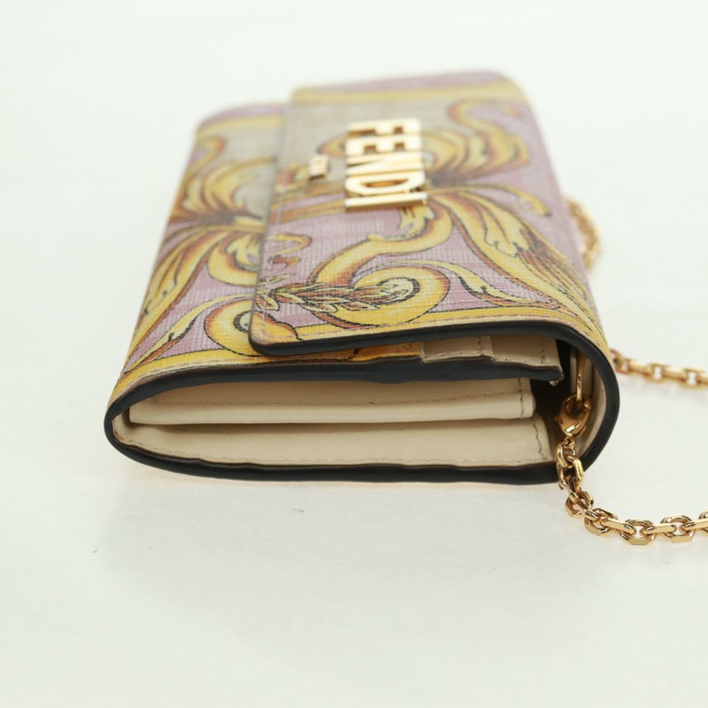 【日本直送】FENDI 鏈條錢包 Fendace Versace 聯名款 PVC 粉紅色金色 正品 BA10530SAV-3