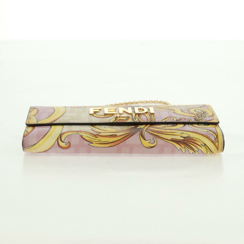 【日本直送】FENDI 鏈條錢包 Fendace Versace 聯名款 PVC 粉紅色金色 正品 BA10530SAV-4