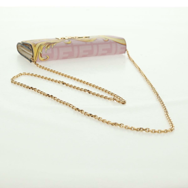 【日本直送】FENDI 鏈條錢包 Fendace Versace 聯名款 PVC 粉紅色金色 正品 BA10530SAV-6