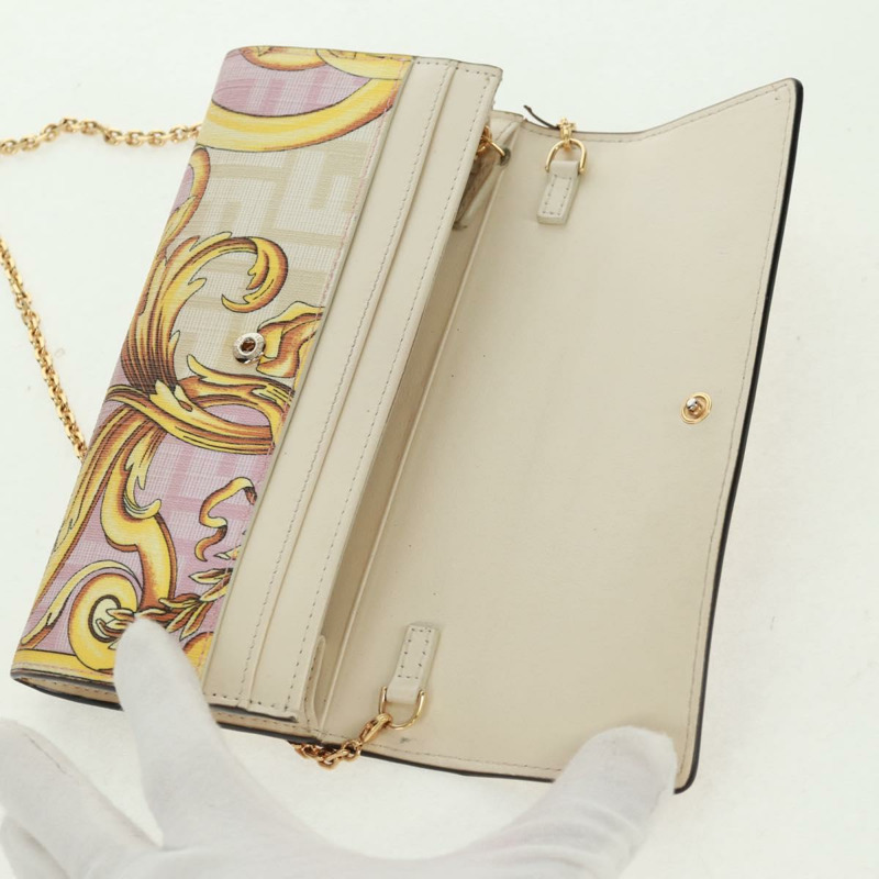 【日本直送】FENDI 鏈條錢包 Fendace Versace 聯名款 PVC 粉紅色金色 正品 BA10530SAV-7