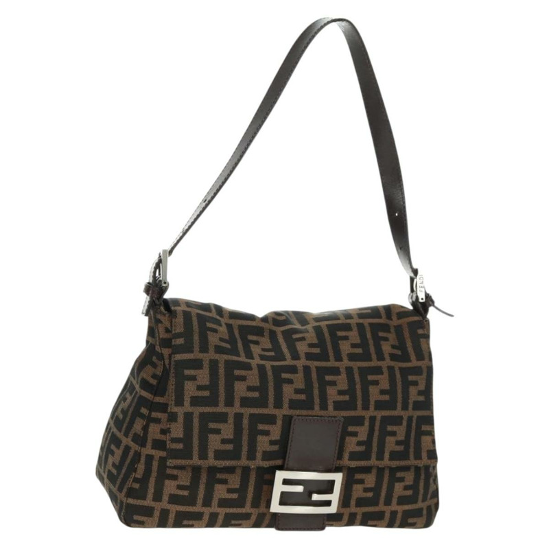 【日本直送】FENDI Zucca帆布Mamma Baguette單肩包 黑色 棕色 銀色 正品 170787V-0