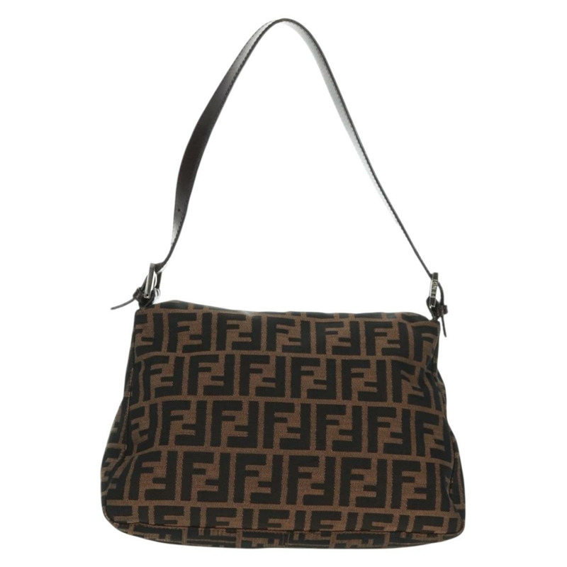 【日本直送】FENDI Zucca帆布Mamma Baguette單肩包 黑色 棕色 銀色 正品 170787V-1