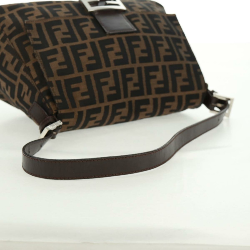 【日本直送】FENDI Zucca帆布Mamma Baguette單肩包 黑色 棕色 銀色 正品 170787V-6