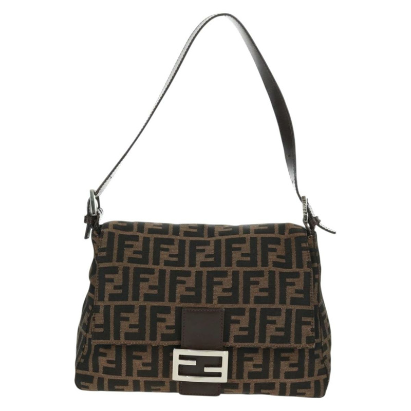 【日本直送】FENDI Zucca帆布Mamma Baguette單肩包 黑色 棕色 銀色 正品 170787V-12