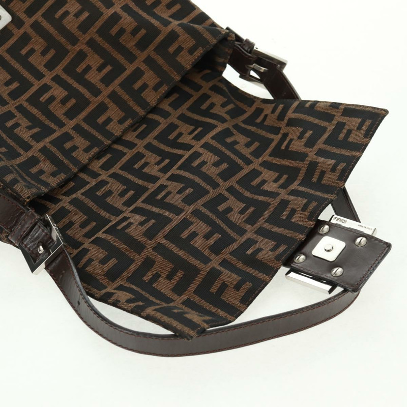 【日本直送】FENDI Zucca帆布Mamma Baguette單肩包 黑色 棕色 銀色 正品 170787V-18