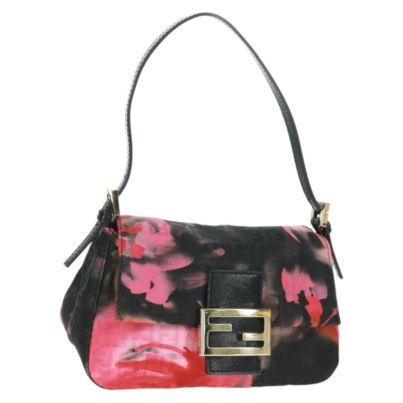 【日本直送】FENDI Zucchino帆布Mamma Baguette手袋 紅色金色 正品 170732SM-0