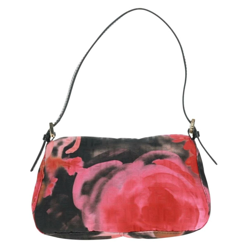 【日本直送】FENDI Zucchino帆布Mamma Baguette手袋 紅色金色 正品 170732SM-1