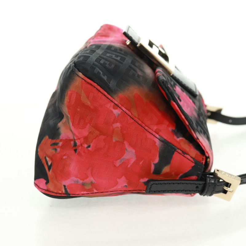 【日本直送】FENDI Zucchino帆布Mamma Baguette手袋 紅色金色 正品 170732SM-3