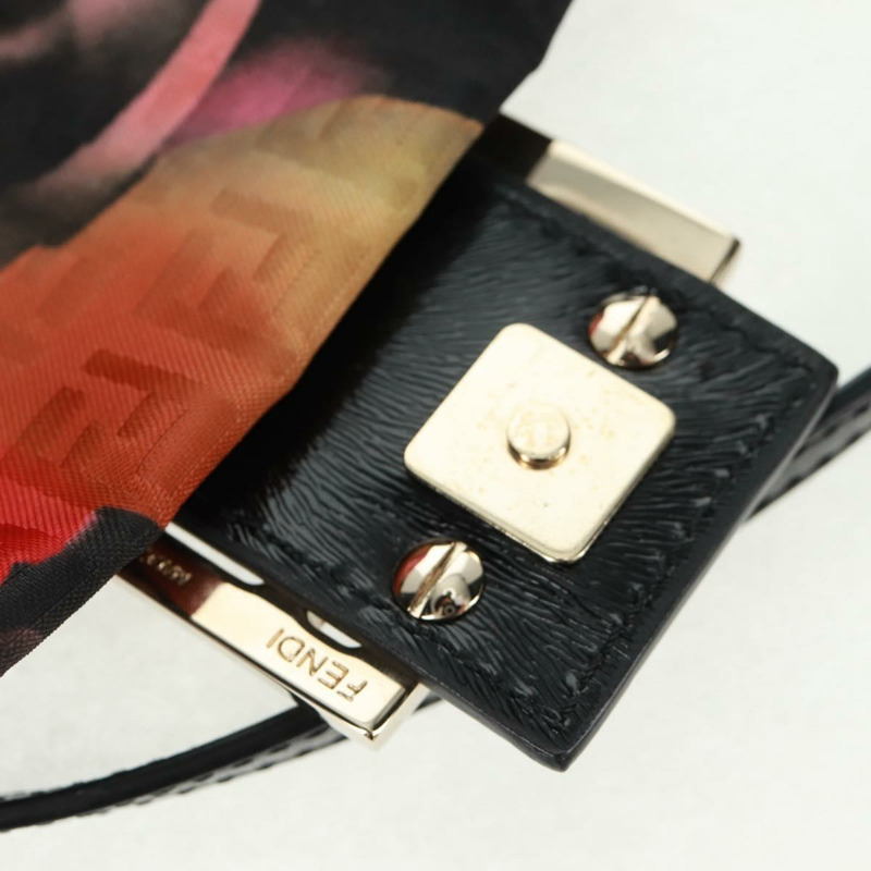 【日本直送】FENDI Zucchino帆布Mamma Baguette手袋 紅色金色 正品 170732SM-8