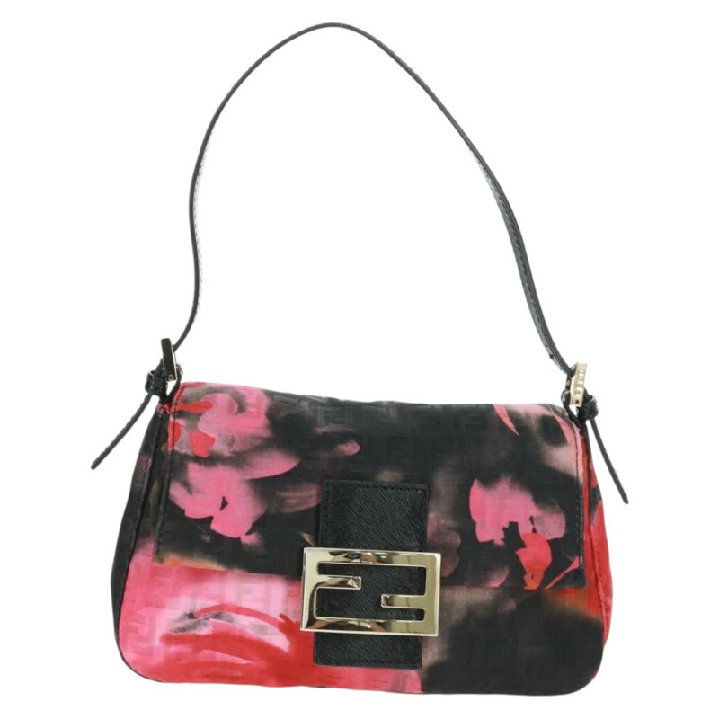 【日本直送】FENDI Zucchino帆布Mamma Baguette手袋 紅色金色 正品 170732SM-12