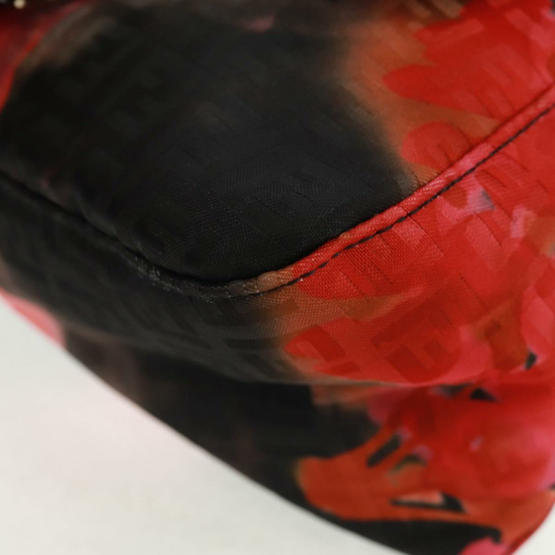 【日本直送】FENDI Zucchino帆布Mamma Baguette手袋 紅色金色 正品 170732SM-15