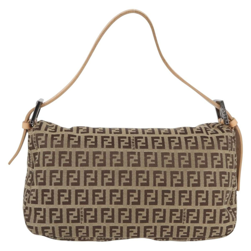 【日本直送】FENDI Zucchino 帆布 Mamma Baguette 單肩包 棕色 正品 fm5094V-1