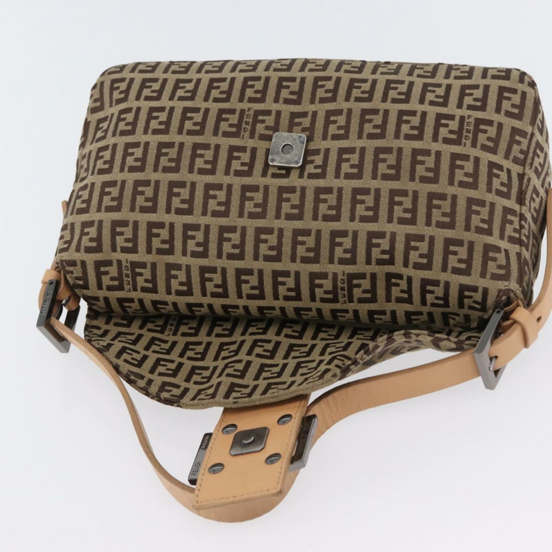 【日本直送】FENDI Zucchino 帆布 Mamma Baguette 單肩包 棕色 正品 fm5094V-9