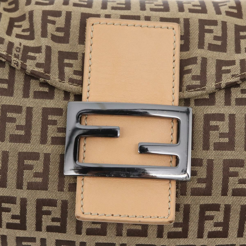 【日本直送】FENDI Zucchino 帆布 Mamma Baguette 單肩包 棕色 正品 fm5094V-18