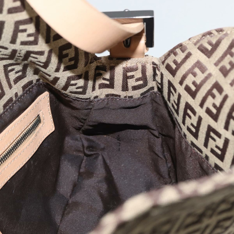 【日本直送】FENDI Zucchino 帆布 Mamma Baguette 單肩包 棕色 正品 fm5094V-21