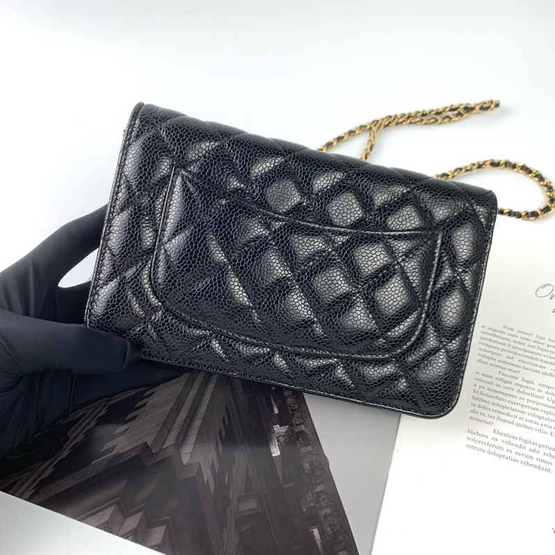 Chanel woc荔枝皮黑金/晶片款/專櫃購證/95新-2