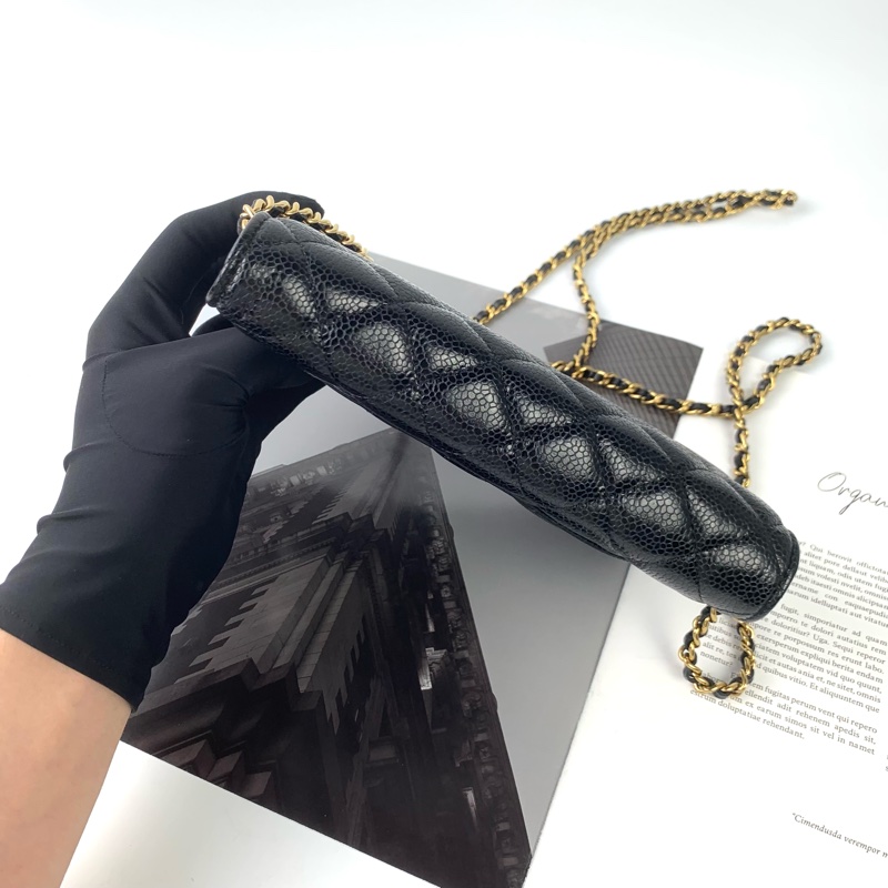 Chanel woc荔枝皮黑金/晶片款/專櫃購證/95新-3
