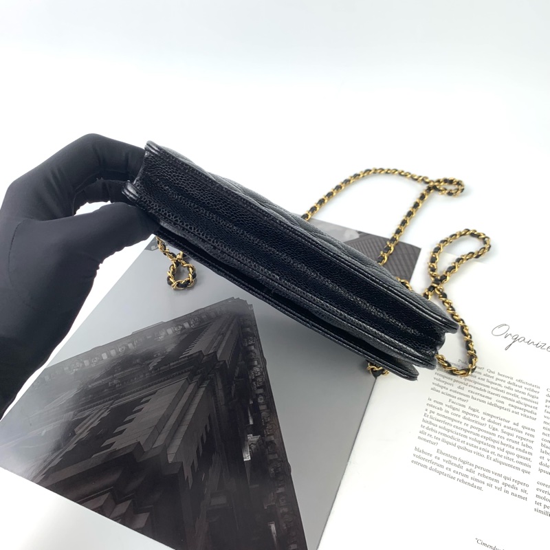 Chanel woc荔枝皮黑金/晶片款/專櫃購證/95新-4