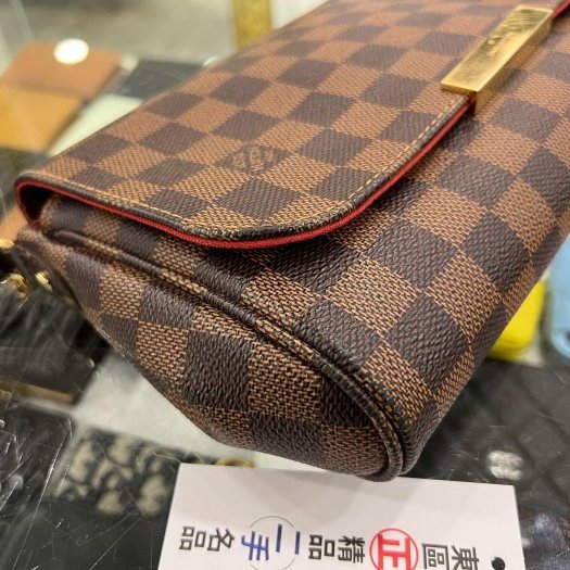 東區正精品㊣LV N41129 Favorite MM 咖啡色棋盤格金鍊翻蓋手提肩背斜背包 RZ6235-7